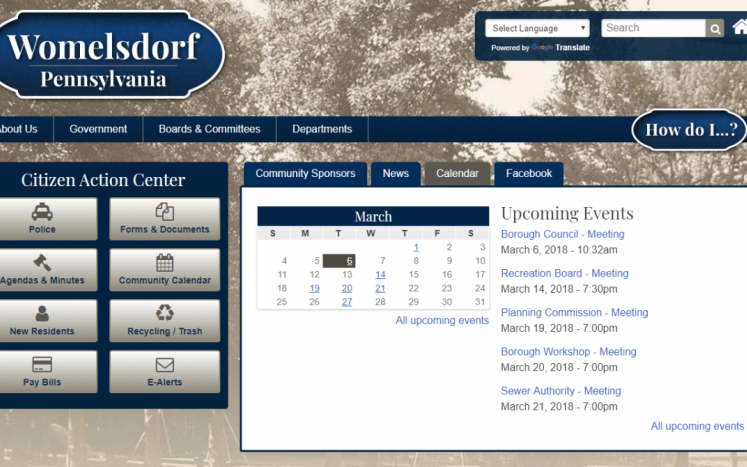 New Borough Website Homepage